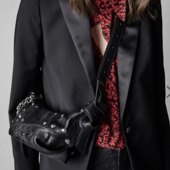 Zadig & Voltaire Le Cecilia patchwork stud Italian leather crossbody bag New - Picture 10 of 11